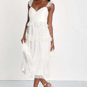 Lulus White Swiss Dot Whimsical Dress